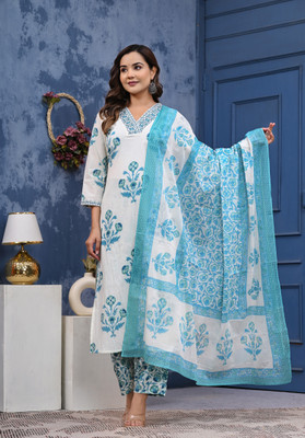 lovista Floral Print Kurta, Palazzo & Dupatta Set
