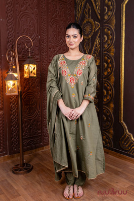 ruuBruu Woven Kurta, Trouser/Pant & Dupatta Set