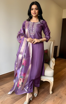 Radhamadhav Fiashan Embroidered Kurta, Trouser/Pant & Dupatta Set