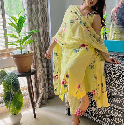 Trishazy Self Design Kurta, Palazzo & Dupatta Set