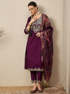 VredeVogel Embroidered Kurta, Trouser/Pant & Dupatta Set