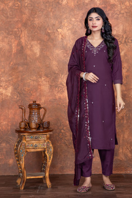 MOXiDA Embroidered Kurta, Trouser/Pant & Dupatta Set