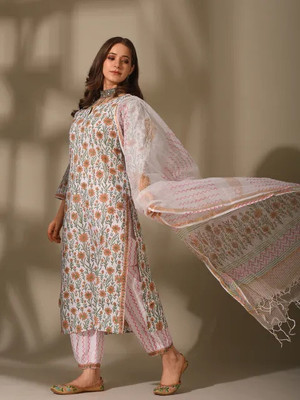 HOUSE OF COMMON Printed Kurta, Trouser/Pant & Dupatta Set