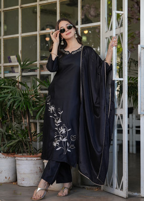 KYADA FAB Embroidered Anarkali Kurta, Bottom & Dupatta Set