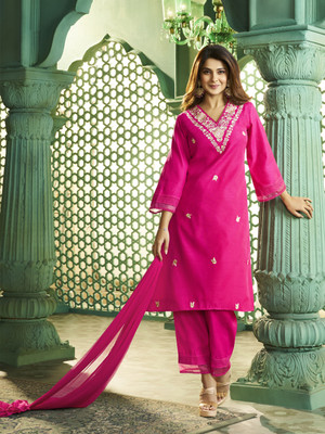 Bhama COUTURE Solid Kurta, Trouser/Pant & Dupatta Set