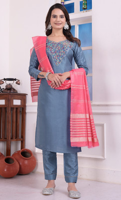 Avnisa Enterprise Embroidered Kurta, Trouser/Pant & Dupatta Set