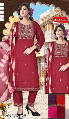 KajalCreationPunjabisuits Embroidered Kurta, Salwar & Dupatta Set