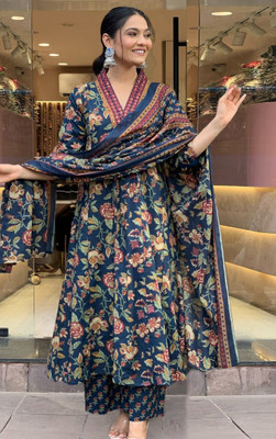 ALLEN WEAVE Printed Kurta, Palazzo & Dupatta Set