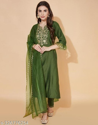 JAINICA Embroidered Kurta, Trouser/Pant & Dupatta Set