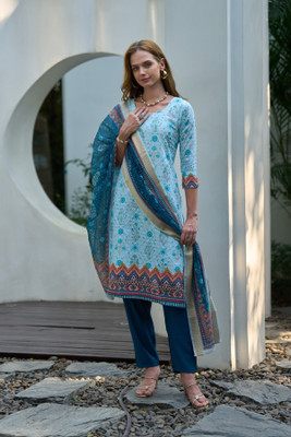 Shree Laxminarayan export Embroidered, Printed Kurta, Trouser/Pant & Dupatta Set
