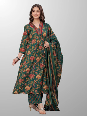 PRAVIK Printed Kurta, Palazzo & Dupatta Set