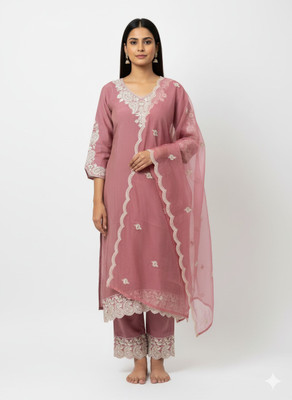 VAANISHREE COLLECTION Embroidered Kurta, Palazzo & Dupatta Set