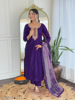 LuGruCollection Embroidered Kurta, Trouser/Pant & Dupatta Set