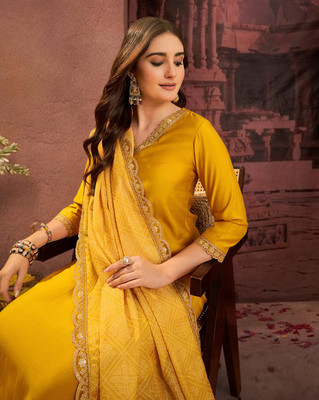 Tasrika Solid Kurta, Trouser/Pant & Dupatta Set