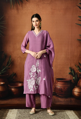 Rajputana Camisa Embroidered Kurta, Trouser/Pant & Dupatta Set