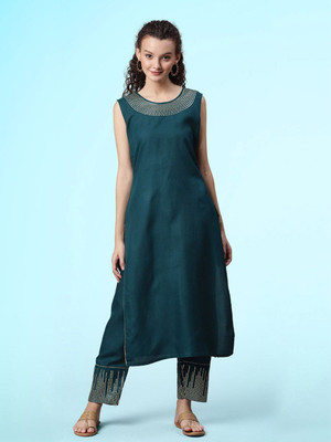 Sangria Embroidered Kurta, Trouser/Pant & Dupatta Set