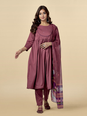 Anouk Rustic Solid Kurta, Trouser/Pant & Dupatta Set