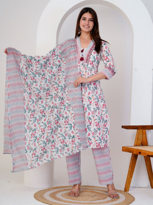 AADIT INTERNATIONAL Printed Kurta, Trouser/Pant & Dupatta Set