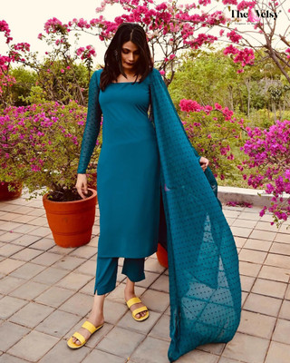 Noor Creation Solid Kurta, Trouser/Pant & Dupatta Set