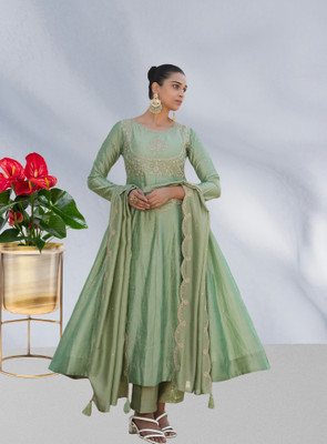 KHANJAN FASHION Embroidered Kurta, Trouser/Pant & Dupatta Set