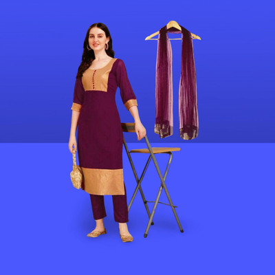 HOUSE OF COMMON Solid Kurta, Salwar & Dupatta Set