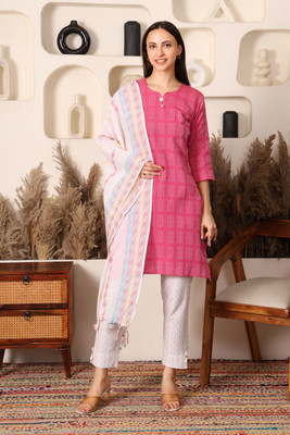Hi Life Checkered Kurta, Trouser/Pant & Dupatta Set