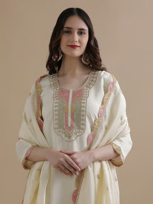 Shanti Creation Embroidered Kurta, Trouser/Pant & Dupatta Set