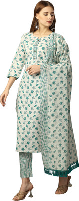 TextileCloth Geometric Print Kurta, Trouser/Pant & Dupatta Set