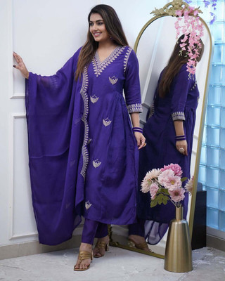 Zinsy Creation Embroidered Kurta, Trouser/Pant & Dupatta Set