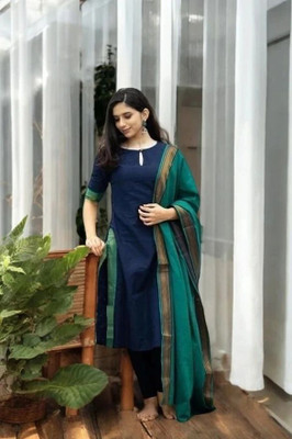 ORRIYA Self Design Kurta, Trouser/Pant & Dupatta Set