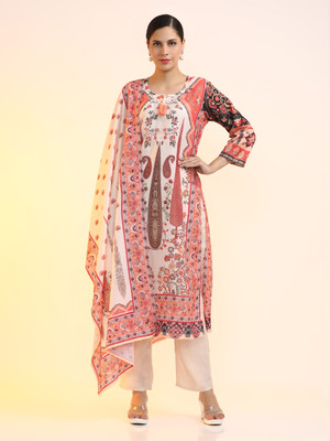 Jaipur Kurti Floral Print Kurta, Trouser/Pant & Dupatta Set