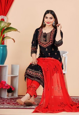 Aarohi Printed Kurta, Palazzo & Dupatta Set