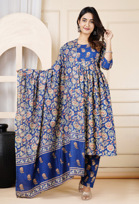 Rayssa Enterprises Printed Anarkali Kurta, Bottom & Dupatta Set
