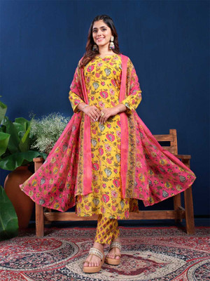 AnAdhTex Printed Kurta, Trouser/Pant & Dupatta Set
