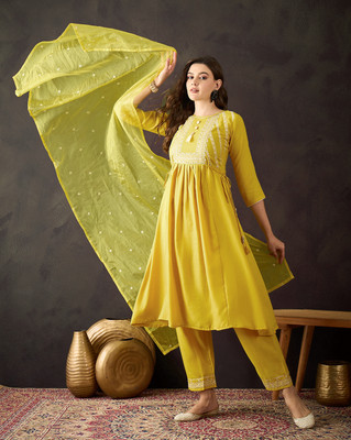 Tasrika Embroidered Kurta, Trouser/Pant & Dupatta Set