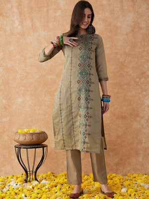 Sangria Self Design Kurta, Trouser/Pant & Dupatta Set