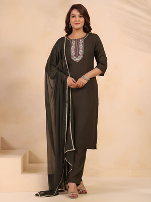 Anouk Rustic Embroidered Kurta, Trouser/Pant & Dupatta Set