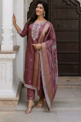 apollo creation Embroidered Kurta, Trouser/Pant & Dupatta Set