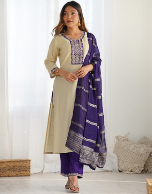 Skylee Embellished, Embroidered, Self Design Kurta, Trouser/Pant & Dupatta Set