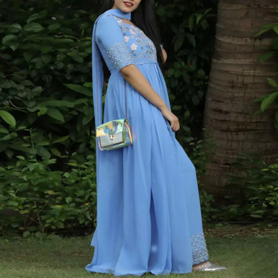 Aksharam Women Kurti Palazzo Dupatta Set