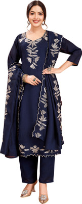 CRVIMPEX Embroidered Kurta, Trouser/Pant & Dupatta Set