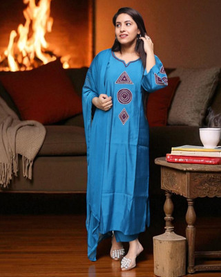 Ishi Trends Applique Kurta, Trouser/Pant & Dupatta Set