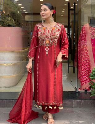 PRASAANCREATION Women Kurta Pant Dupatta Set