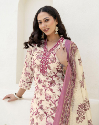 Tasrika Floral Print Kurta, Salwar & Dupatta Set