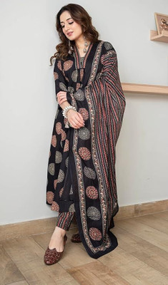 Arayna Floral Print Kurta, Palazzo & Dupatta Set