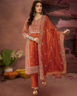 Tasrika Embroidered Kurta, Trouser/Pant & Dupatta Set