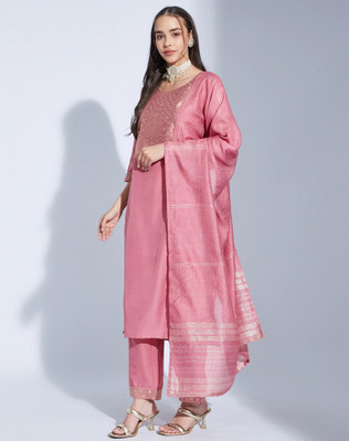 Tasrika Woven, Self Design Kurta, Salwar & Dupatta Set