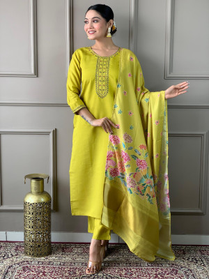 RADHEKRISHNA FASHIONABLES Embroidered Kurta, Salwar & Dupatta Set
