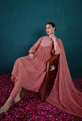 Tasrika Embroidered Kurta, Trouser/Pant & Dupatta Set