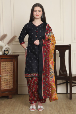 VihaanExim Printed Kurta, Patiala & Dupatta Set